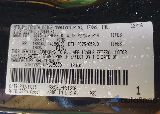 5TFDY5F14HX615869: 43447853