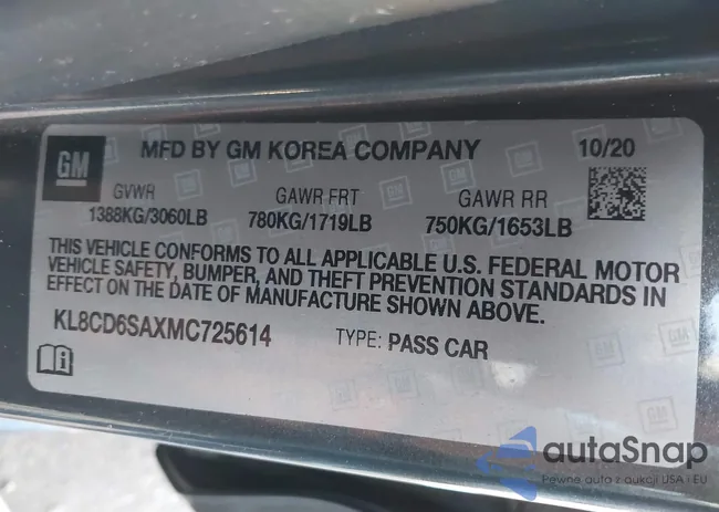 KL8CD6SAXMC725614: 43447882