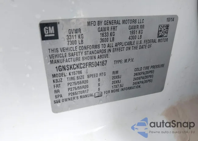 1GNSKCKC2FR504167: 43447904