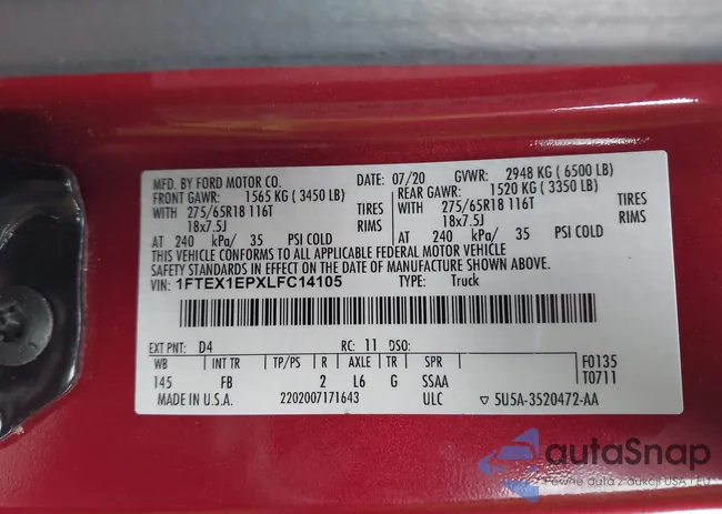 1FTEX1EPXLFC14105: 43448003