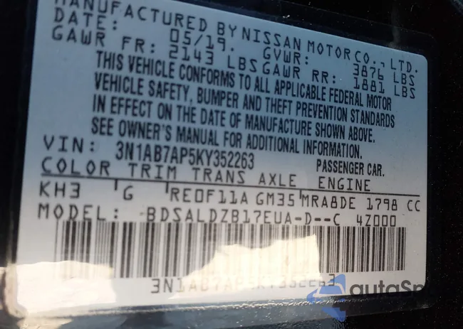 3N1AB7AP5KY352263: 43448022