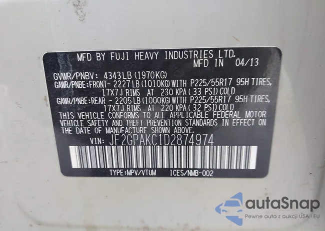 JF2GPAKC1D2874974: 43448075