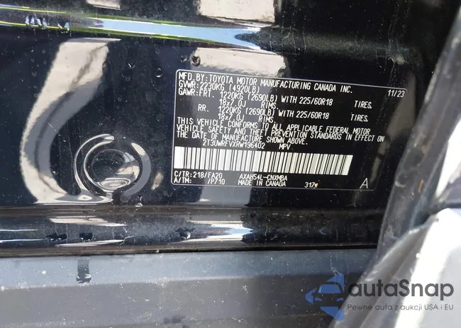 2T3UWRFVXRW196402: 43447170