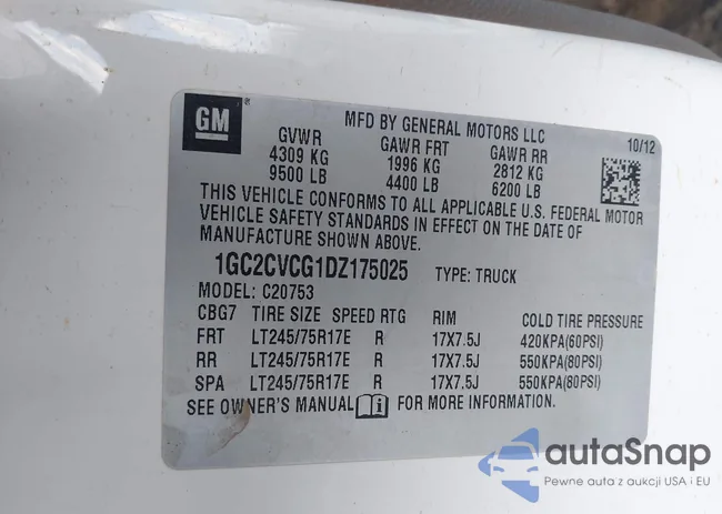 1GC2CVCG1DZ175025: 43447237