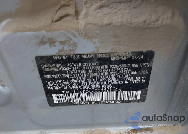 JF2GPBCC5EH321649: 43447249