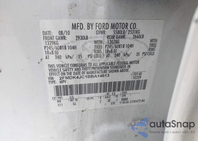 2FMDK4JC1BBA14613: 43447314