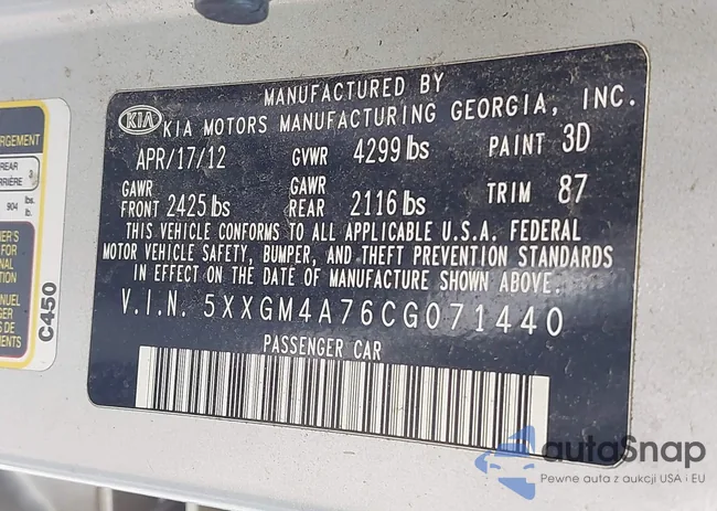 5XXGM4A76CG071440: 43448570