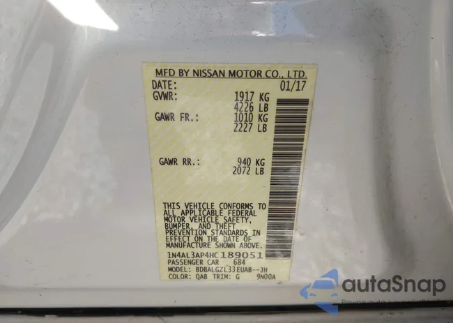 1N4AL3AP4HC189051: 43448797