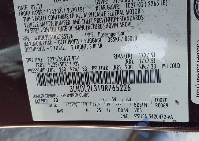 3LNDL2L31BR765226: 43448848