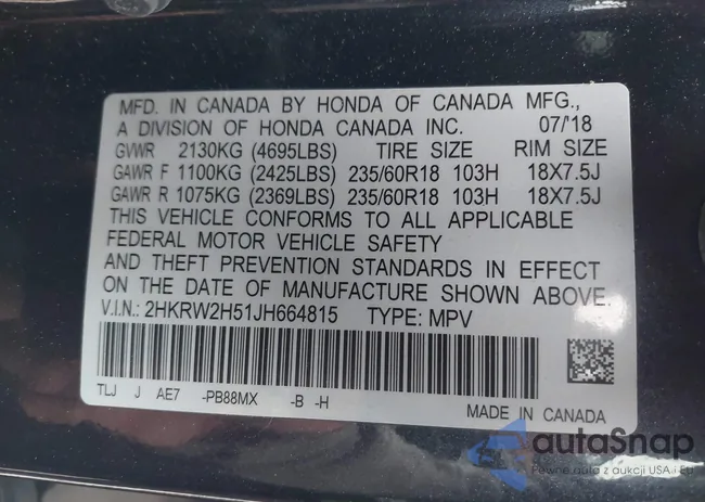 2HKRW2H51JH664815: 43448914