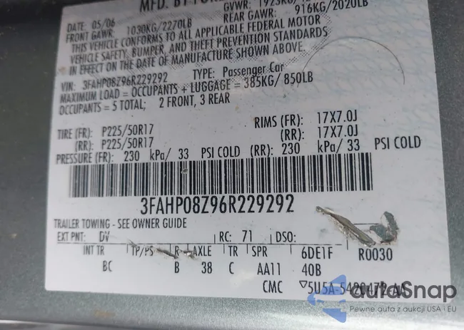 3FAHP08Z96R229292: 43449097