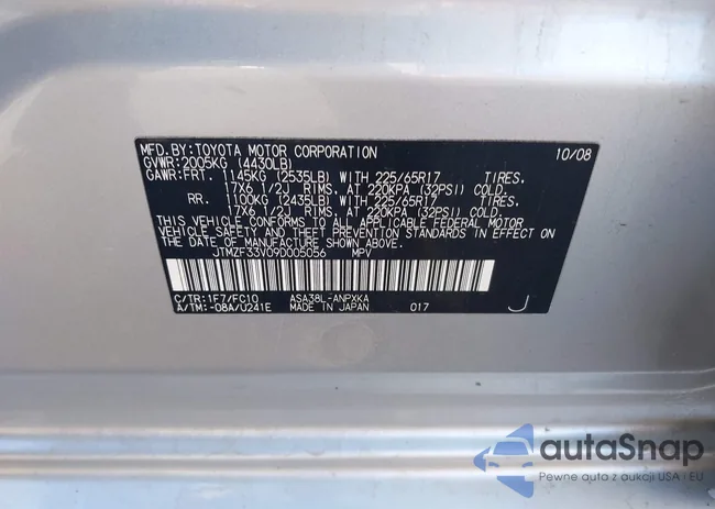 JTMZF33V09D005056: 43449105