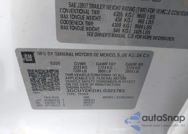 3GCUYDEDXLG321783: 43449141