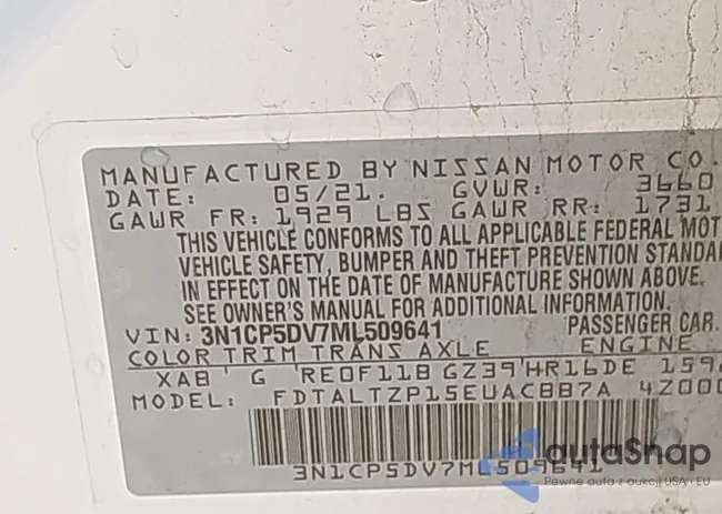 3N1CP5DV7ML509641: 43448359