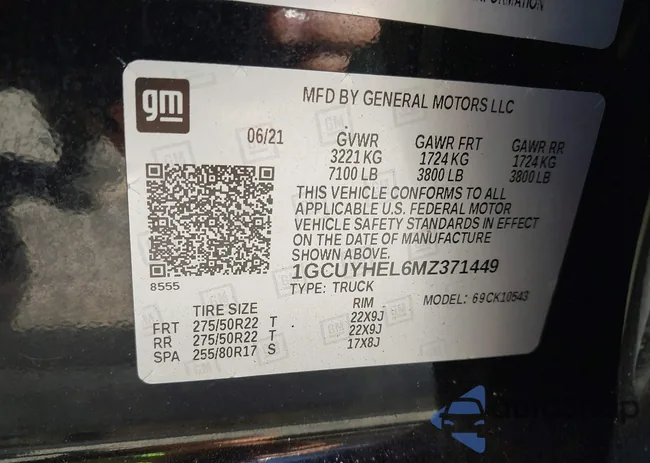 1GCUYHEL6MZ371449: 43449573