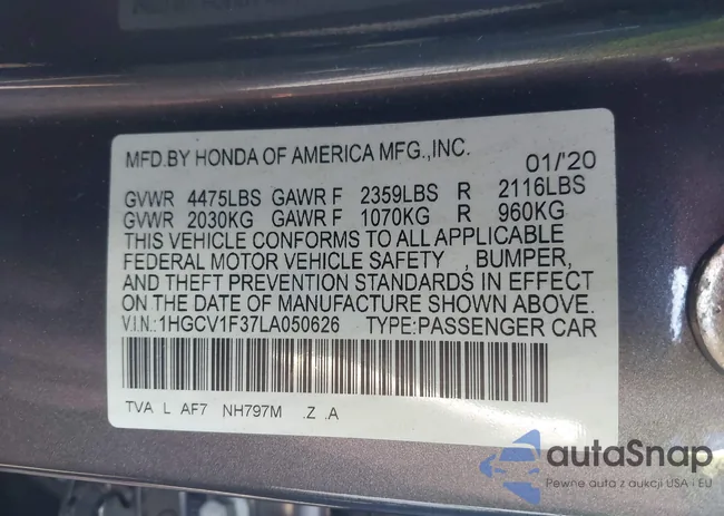 1HGCV1F37LA050626: 43449627