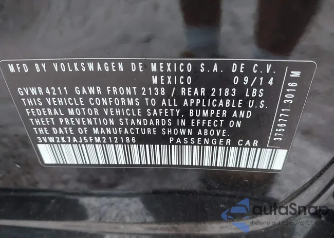 3VW2K7AJ5FM212186: 43449795