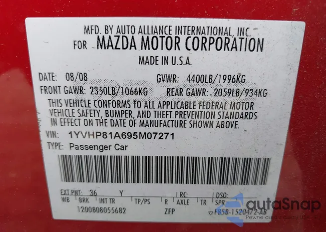 1YVHP81A695M07271: 43449811