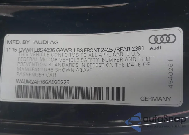 WAUM2AFR6GA030225: 43449833