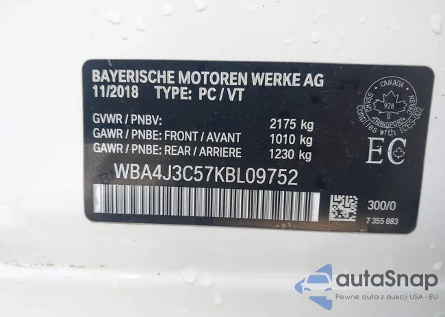 WBA4J3C57KBL09752: 43449907