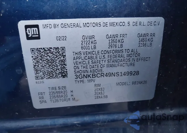 3GNKBCR49NS149928: 43449934