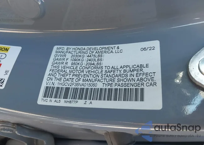 1HGCV2F35NA015060: 43449974