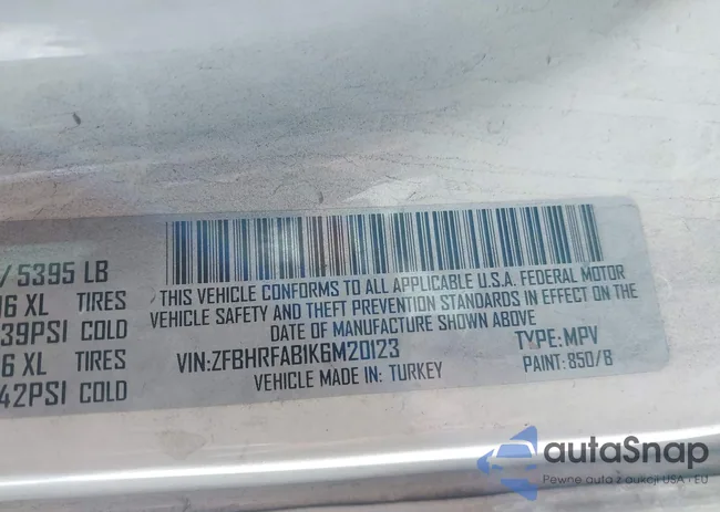 ZFBHRFAB1K6M20123: 43450026