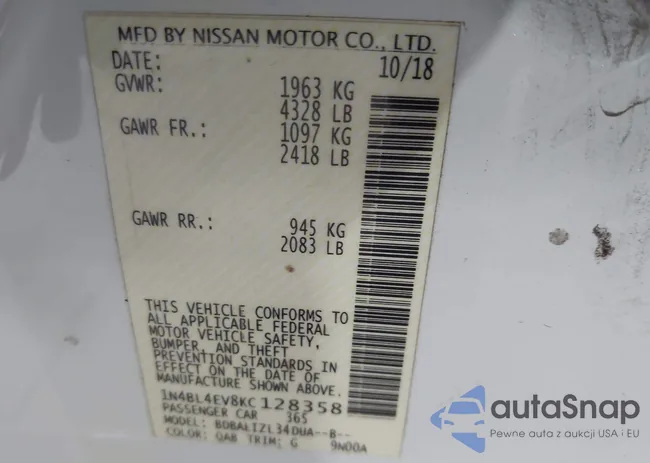 1N4BL4EV8KC128358: 43450074