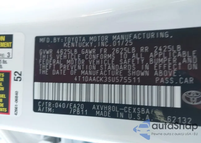 4T1DAACK3SU575511: 43449178