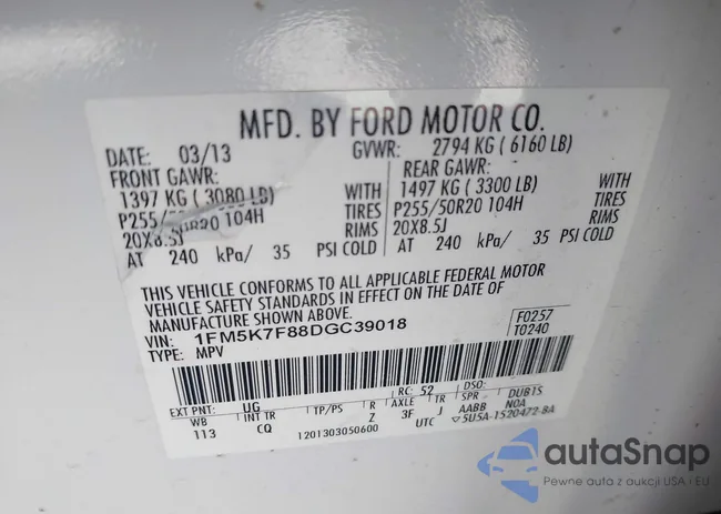 1FM5K7F88DGC39018: 43449307