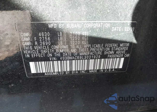 4S3BWAC69L3021929: 43449387