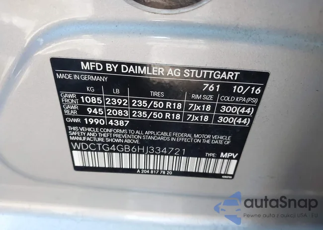 WDCTG4GB6HJ334721: 43449446