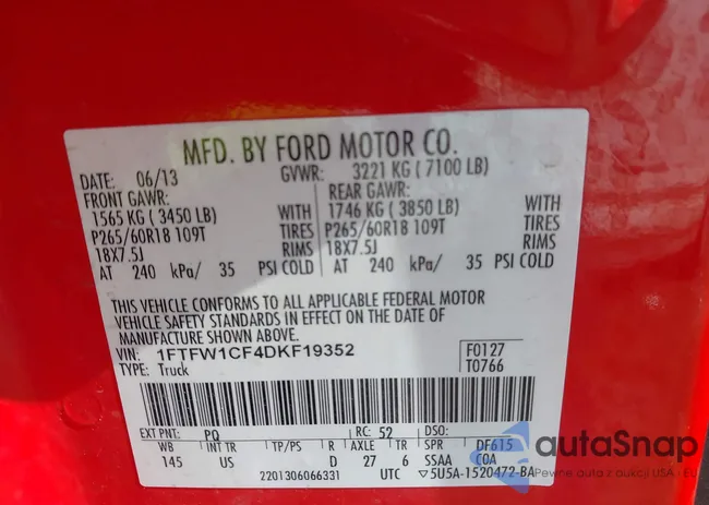 1FTFW1CF4DKF19352: 43449449