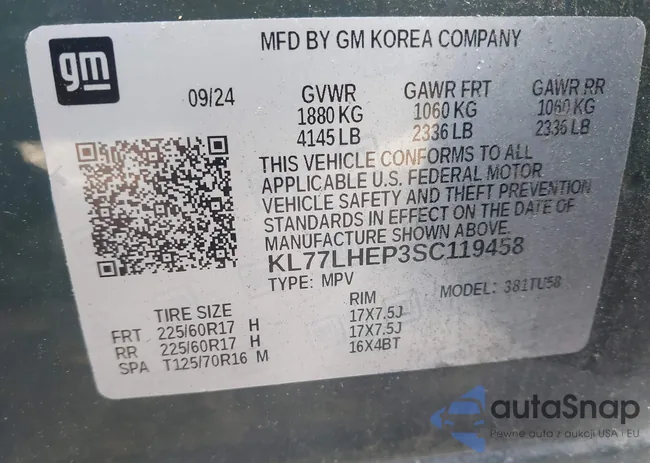 KL77LHEP3SC119458: 43449450