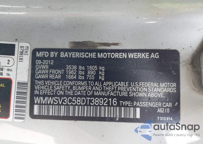 WMWSV3C58DT389216: 43450609