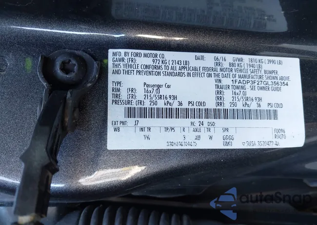 1FADP3F27GL356354: 43450660