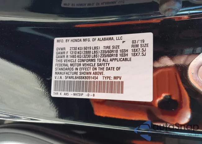 5FNRL6H88KB091454: 43450697