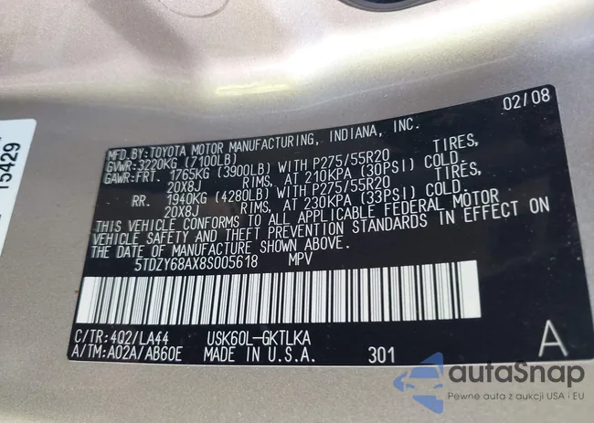 5TDZY68AX8S005618: 43450949