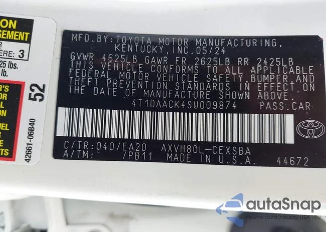 4T1DAACK4SU009874: 43450974