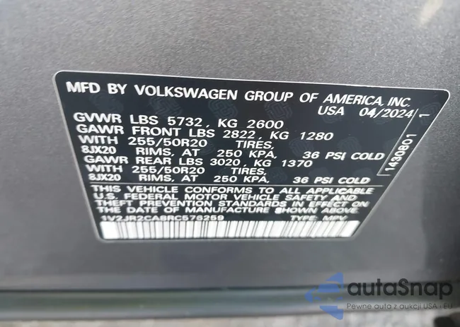 1V2JR2CA8RC576259: 43450981