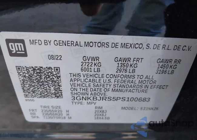 3GNKBJRS5PS100683: 43451125