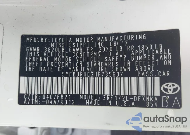 5YFBURHE3HP735607: 43450171