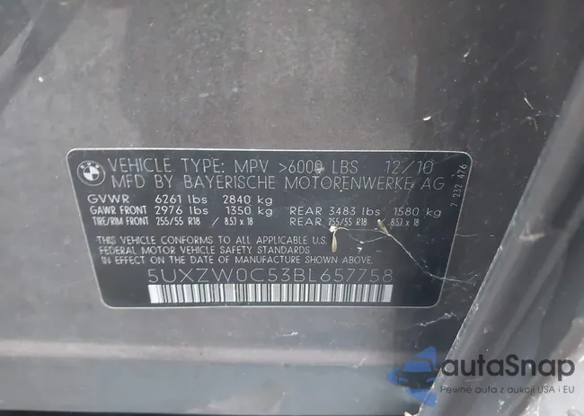 5UXZW0C53BL657758: 43450199