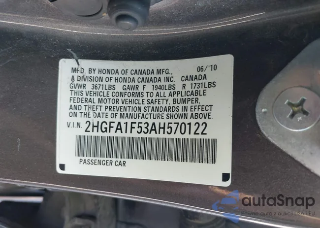 2HGFA1F53AH570122: 43450255