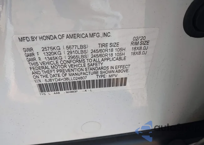 5J8YD4H38LL024807: 43450308