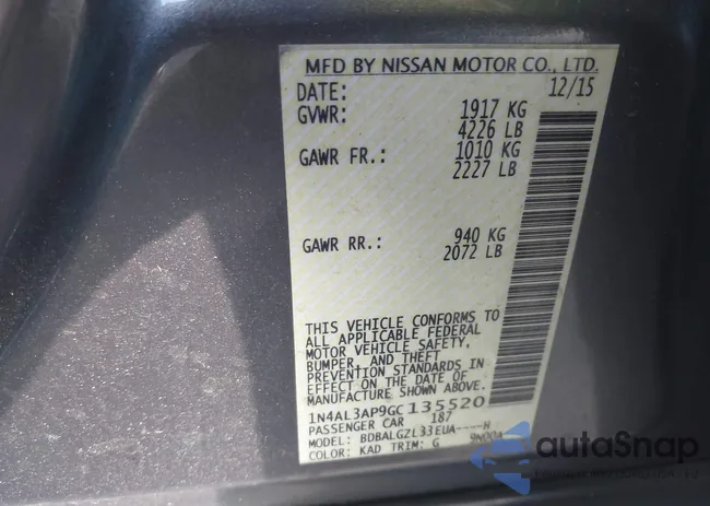 1N4AL3AP9GC135520: 43450376