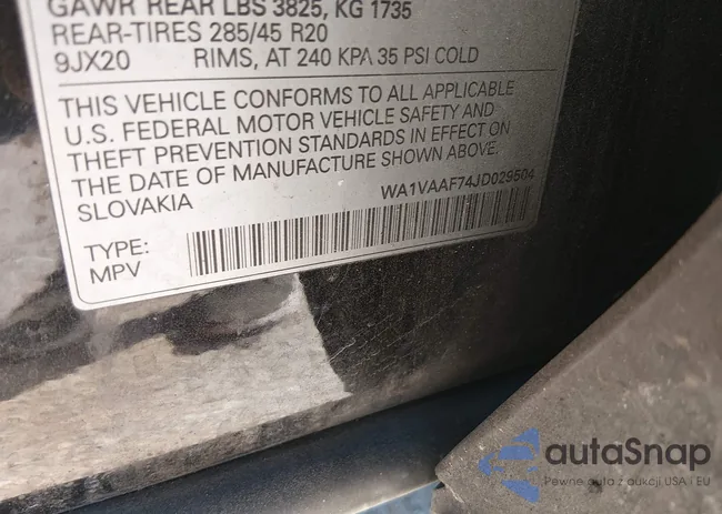 WA1VAAF74JD029504: 43450474