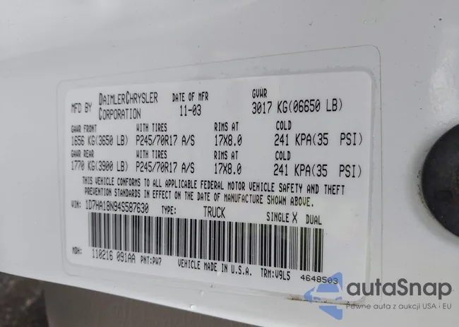 1D7HA18N94S587630: 43450543