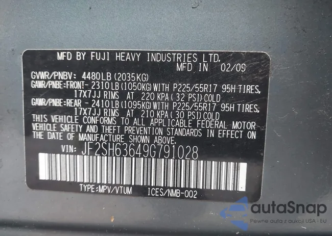 JF2SH63649G791028: 43451581