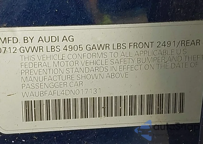 WAUBFAFL4DN017131: 43451623